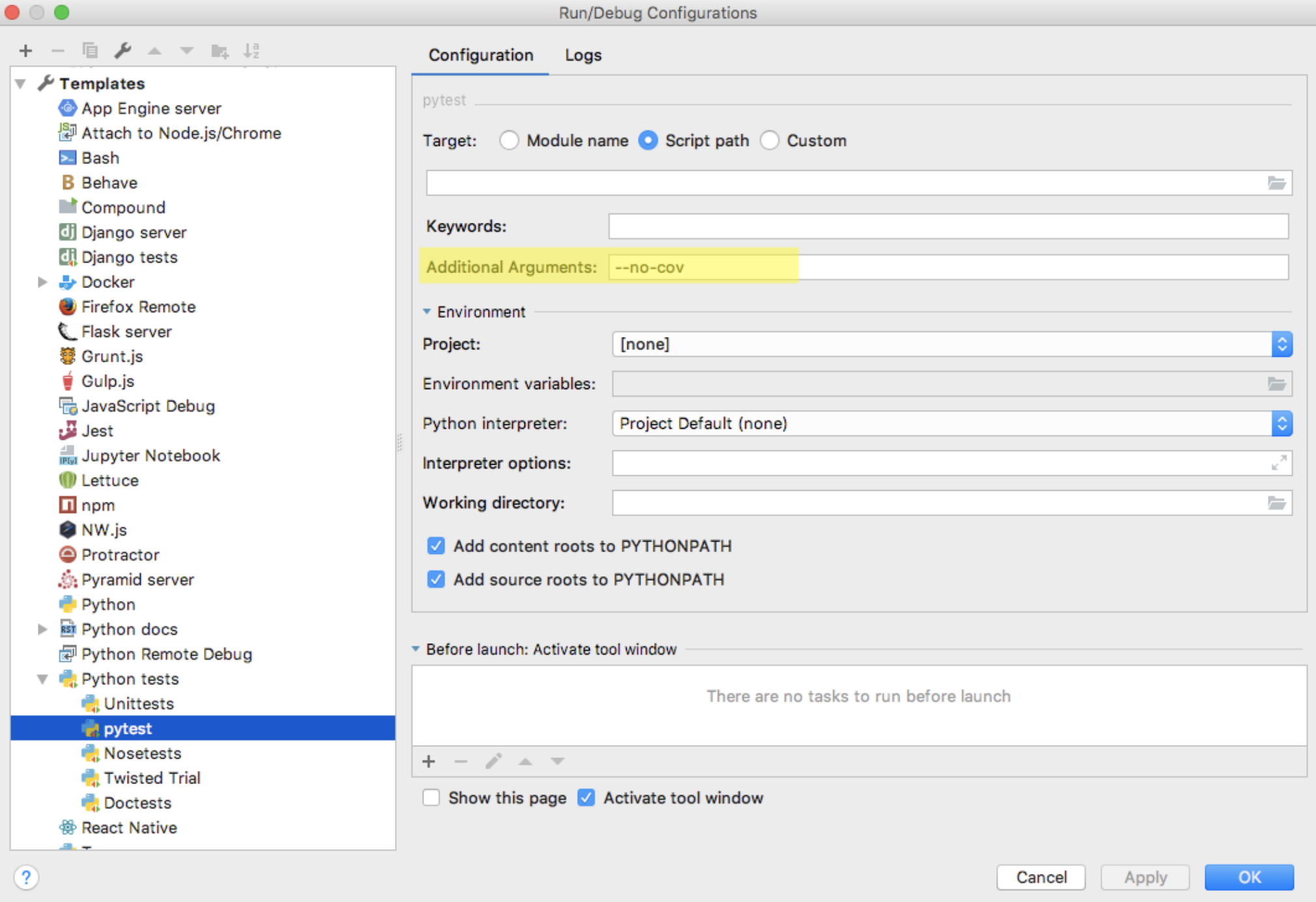 PyCharm Debug Configuration